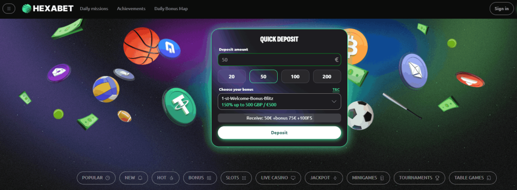 Hexabet Casino Screenshot