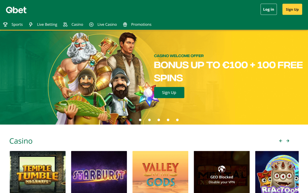 Qbet Casino screenshot