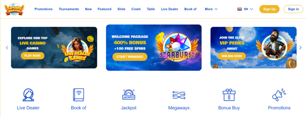Spins Heaven Casino Screenshot