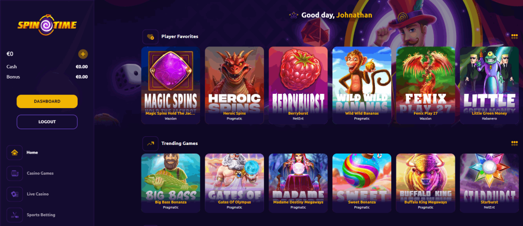 Spintime Casino Screenshot